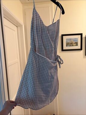 Abercrombie & Fitch tan & White Gingham Spaghetti Strap Dress